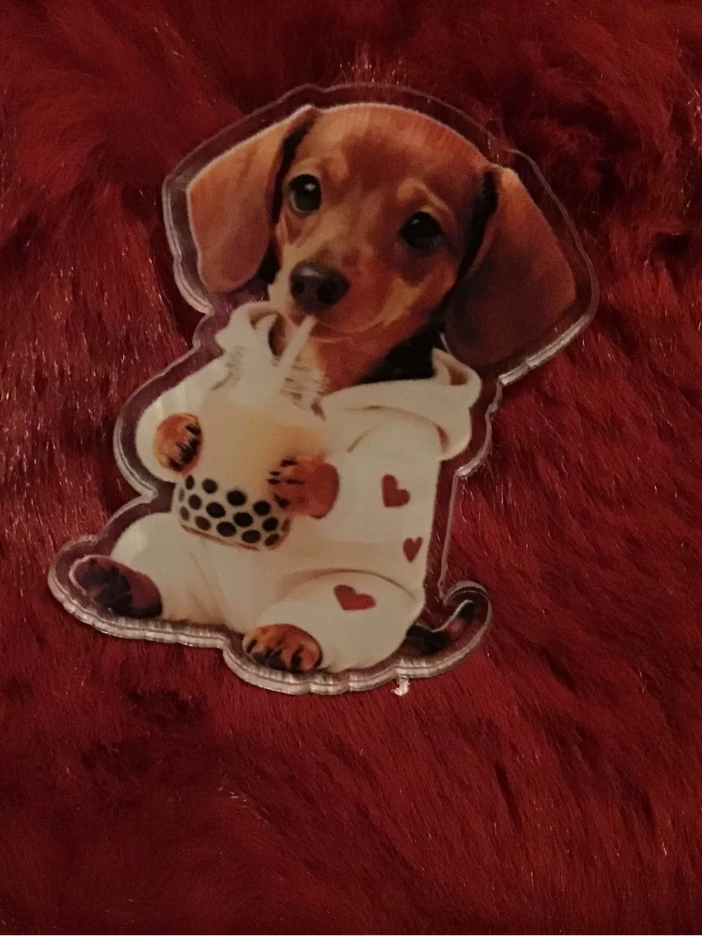 Puppy Bubble Tea Dog car vent air freshener clip- White & Brown